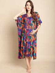 Abstract Print Multi Colour Maternity Kaftan