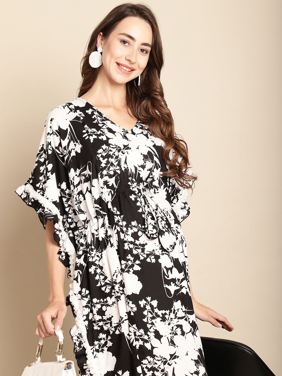 Floral Black Maternity Kaftan