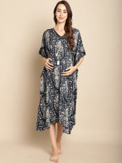 Paisley Navy Blue Maternity Kaftan