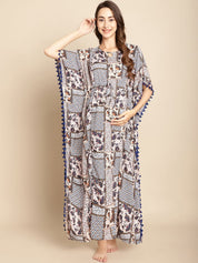 Abstract Print Blue Maternity Kaftan