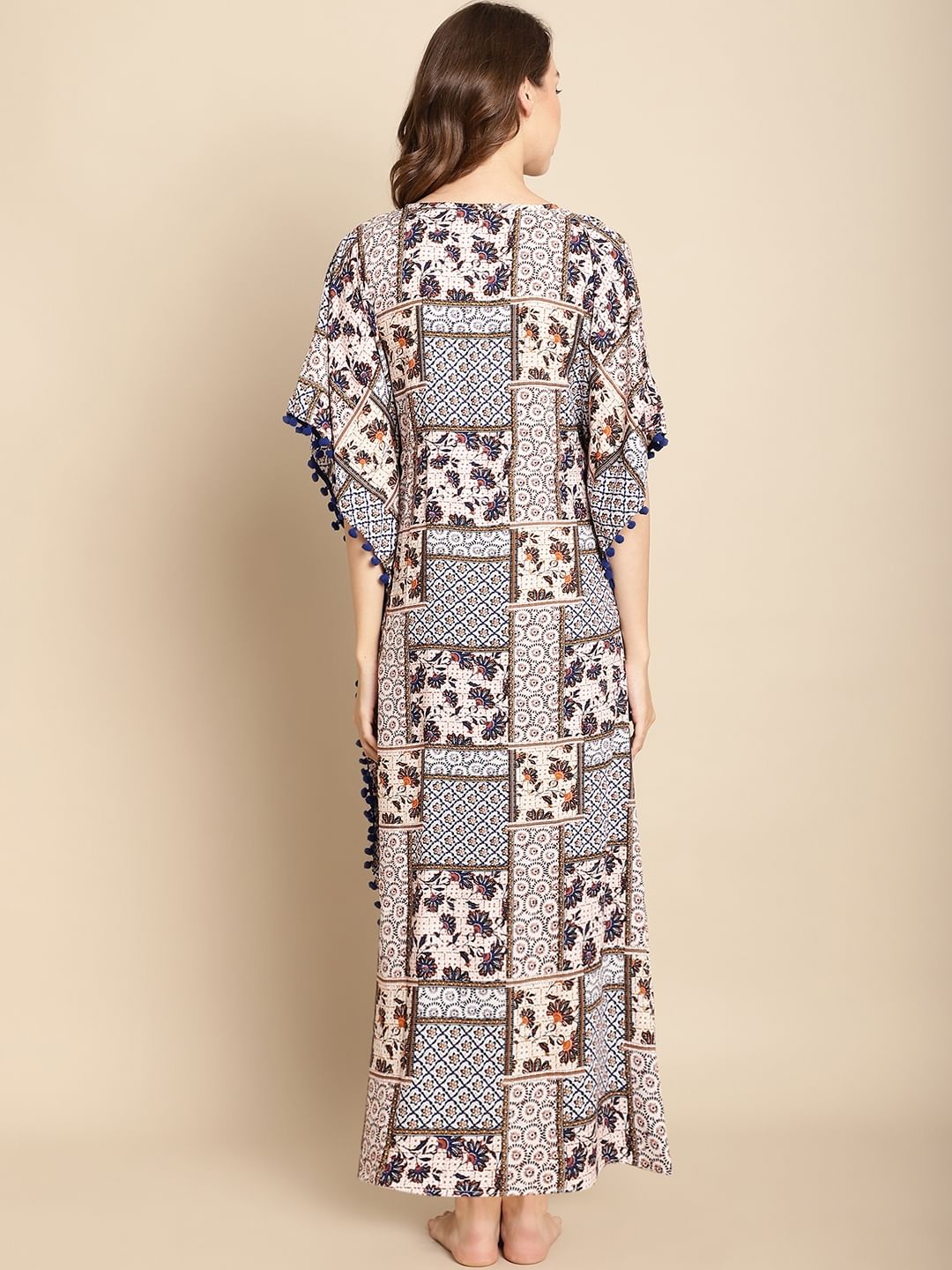 Abstract Print Blue Maternity Kaftan