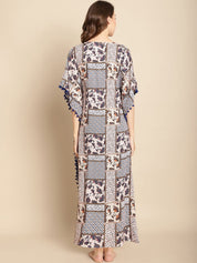 Abstract Print Blue Maternity Kaftan