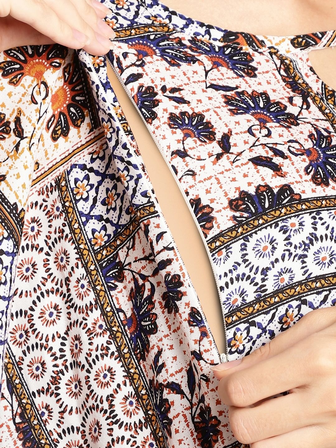 Abstract Print Blue Maternity Kaftan