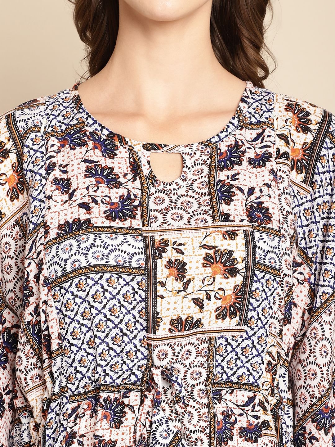 Abstract Print Blue Maternity Kaftan