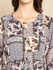 Abstract Print Blue Maternity Kaftan