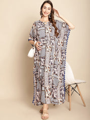 Abstract Print Blue Maternity Kaftan