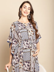 Abstract Print Blue Maternity Kaftan