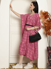 Pink Rayon Maternity Kaftan
