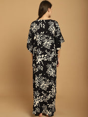 Black Floral Rayon Maternity Kaftan