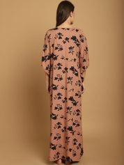 Brown Floral Rayon Maternity Kaftan