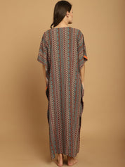 Green Printed Rayon Maternity Kaftan