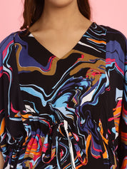 Rayon Abstract Black Maternity Feeding Kaftan