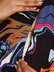 Rayon Abstract Black Maternity Feeding Kaftan