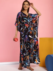 Rayon Abstract Black Maternity Feeding Kaftan