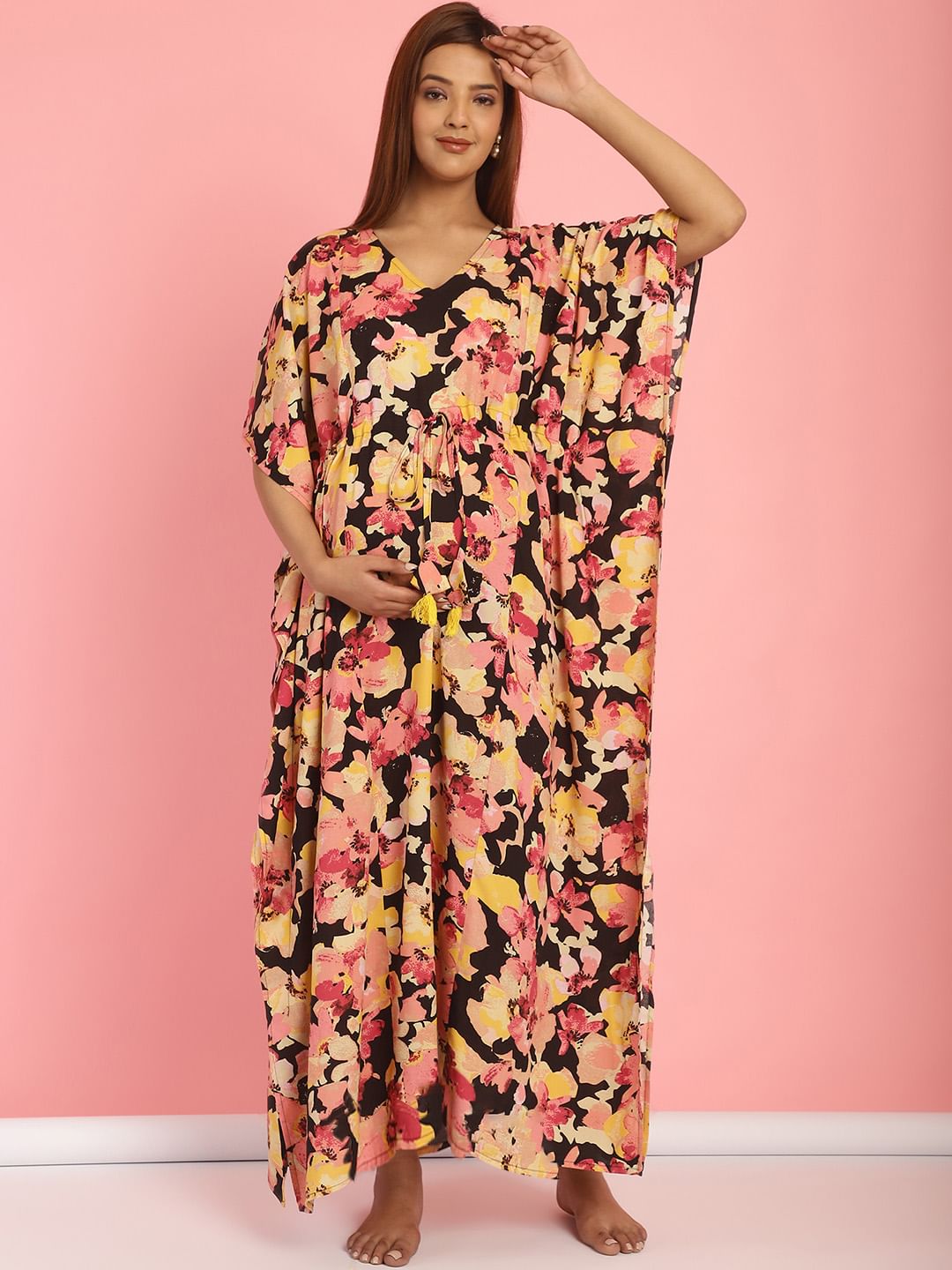 Rayon Floral Multi Maternity Feeding Kaftan