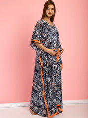 Rayon Floral Blue Maternity Feeding Kaftan