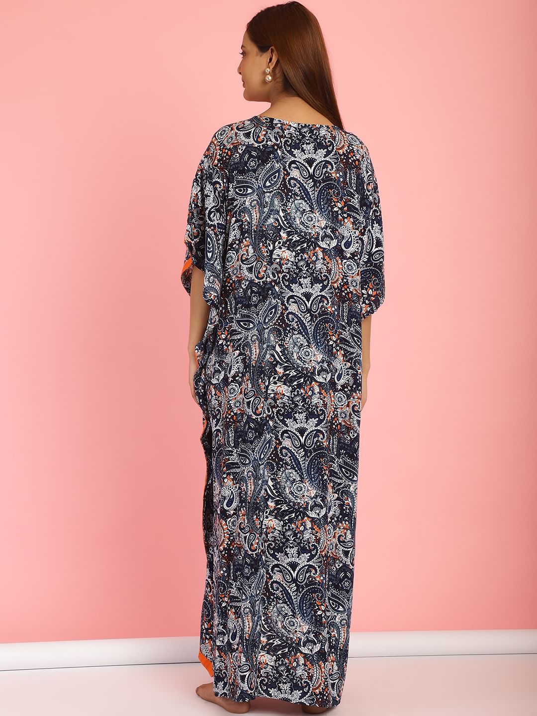 Rayon Floral Blue Maternity Feeding Kaftan