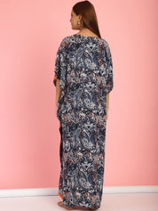 Rayon Floral Blue Maternity Feeding Kaftan