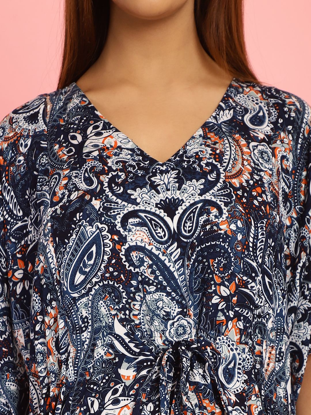 Rayon Floral Blue Maternity Feeding Kaftan