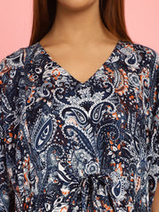 Rayon Floral Blue Maternity Feeding Kaftan