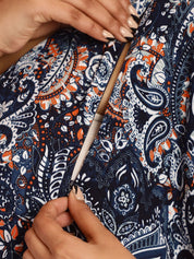 Rayon Floral Blue Maternity Feeding Kaftan