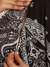 Rayon Geometric Black Maternity Feeding Kaftan