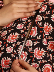 Rayon Floral Black Maternity Feeding Kaftan