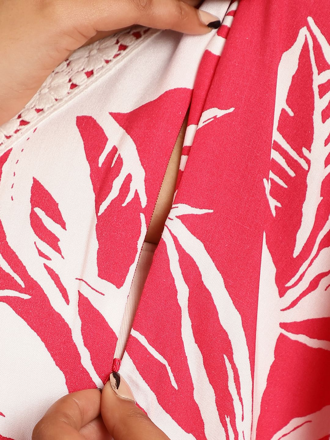 Rayon Floral Pink Maternity Feeding Kaftan