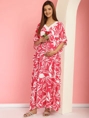 Rayon Floral Pink Maternity Feeding Kaftan