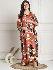 Rayon Abstract Multi Maternity Feeding Kaftan