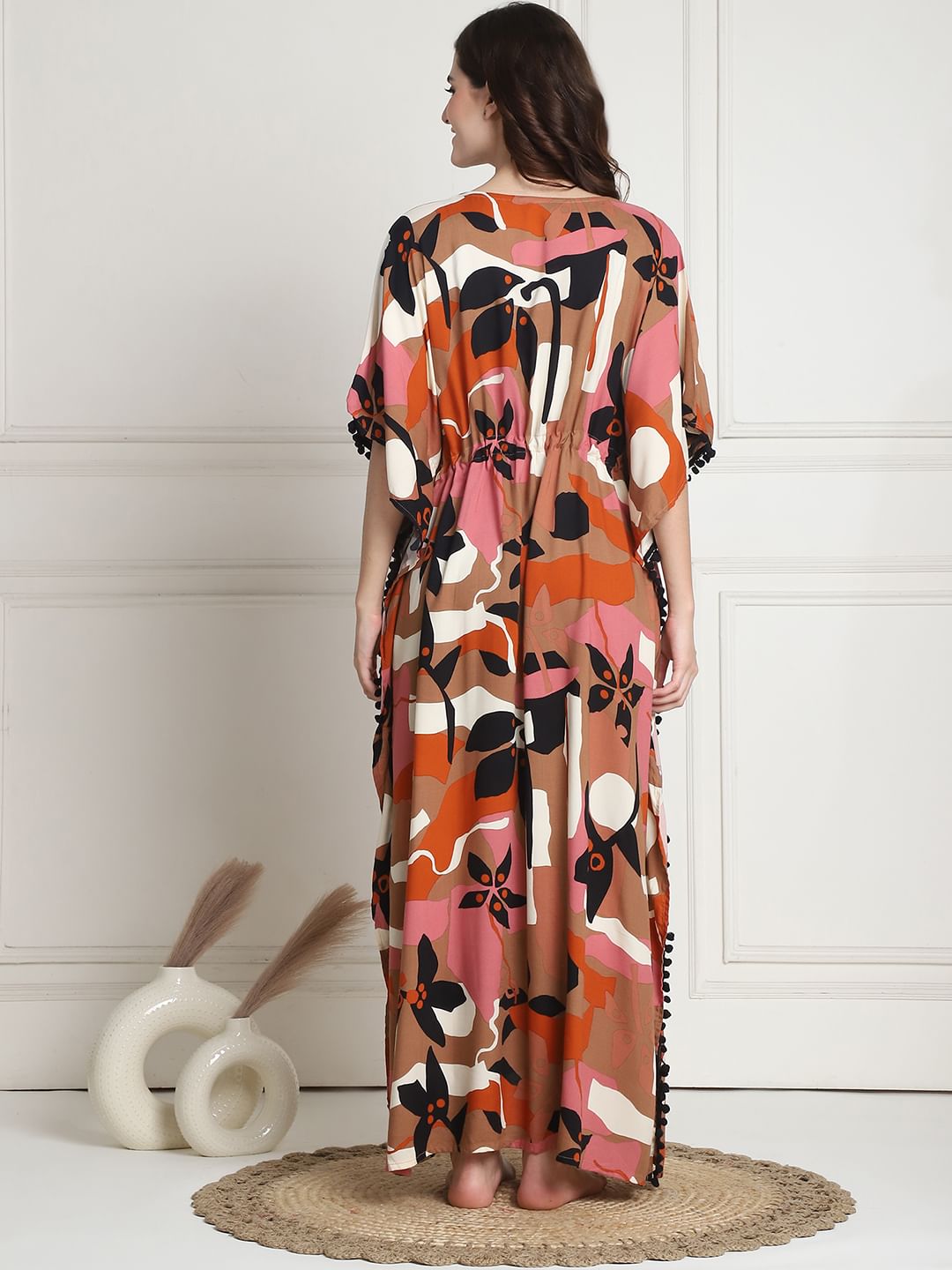Rayon Abstract Multi Maternity Feeding Kaftan
