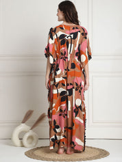 Rayon Abstract Multi Maternity Feeding Kaftan
