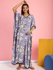 Rayon Floral Lilac Maternity Feeding Kaftan
