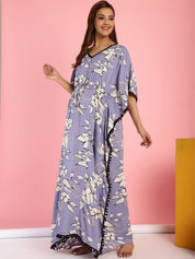 Rayon Floral Lilac Maternity Feeding Kaftan