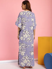 Rayon Floral Lilac Maternity Feeding Kaftan