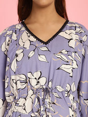 Rayon Floral Lilac Maternity Feeding Kaftan