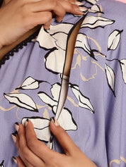 Rayon Floral Lilac Maternity Feeding Kaftan