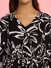 Rayon Floral Black Maternity Feeding Kaftan