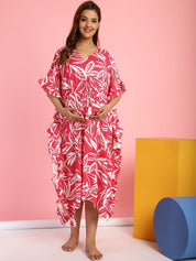 Rayon Floral Pink Maternity Feeding Kaftan