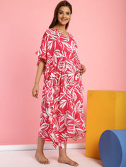 Rayon Floral Pink Maternity Feeding Kaftan