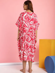 Rayon Floral Pink Maternity Feeding Kaftan