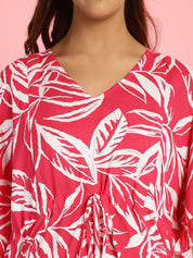 Rayon Floral Pink Maternity Feeding Kaftan