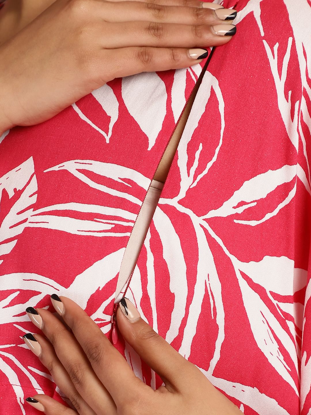 Rayon Floral Pink Maternity Feeding Kaftan