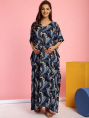 Rayon Floral Blue Maternity Feeding Kaftan