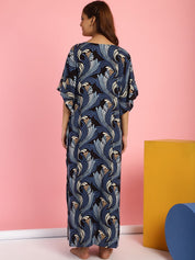 Rayon Floral Blue Maternity Feeding Kaftan