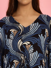 Rayon Floral Blue Maternity Feeding Kaftan