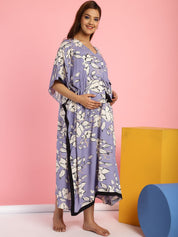 Rayon Floral Lilac Maternity Feeding Kaftan