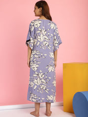 Rayon Floral Lilac Maternity Feeding Kaftan