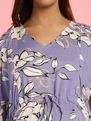 Rayon Floral Lilac Maternity Feeding Kaftan