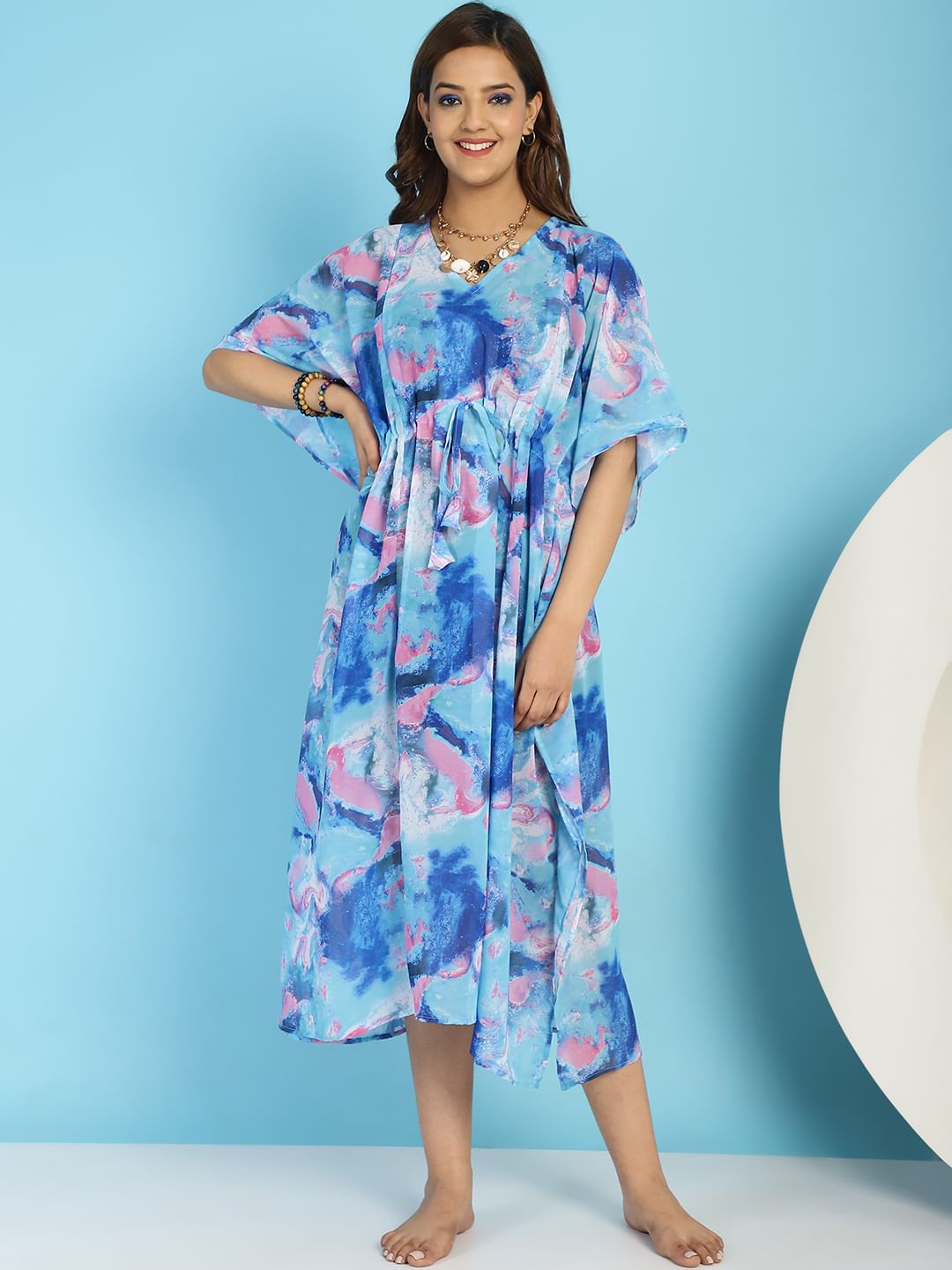 Blue Maternity Swimwear Cover-up Kaftan